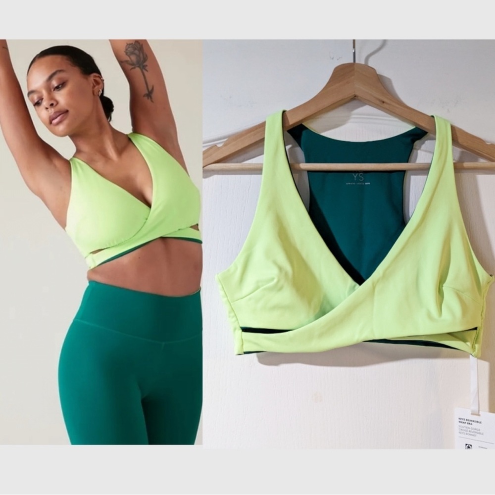 Alicia Keys L D-DD Neon Green Wrap Sports Bra